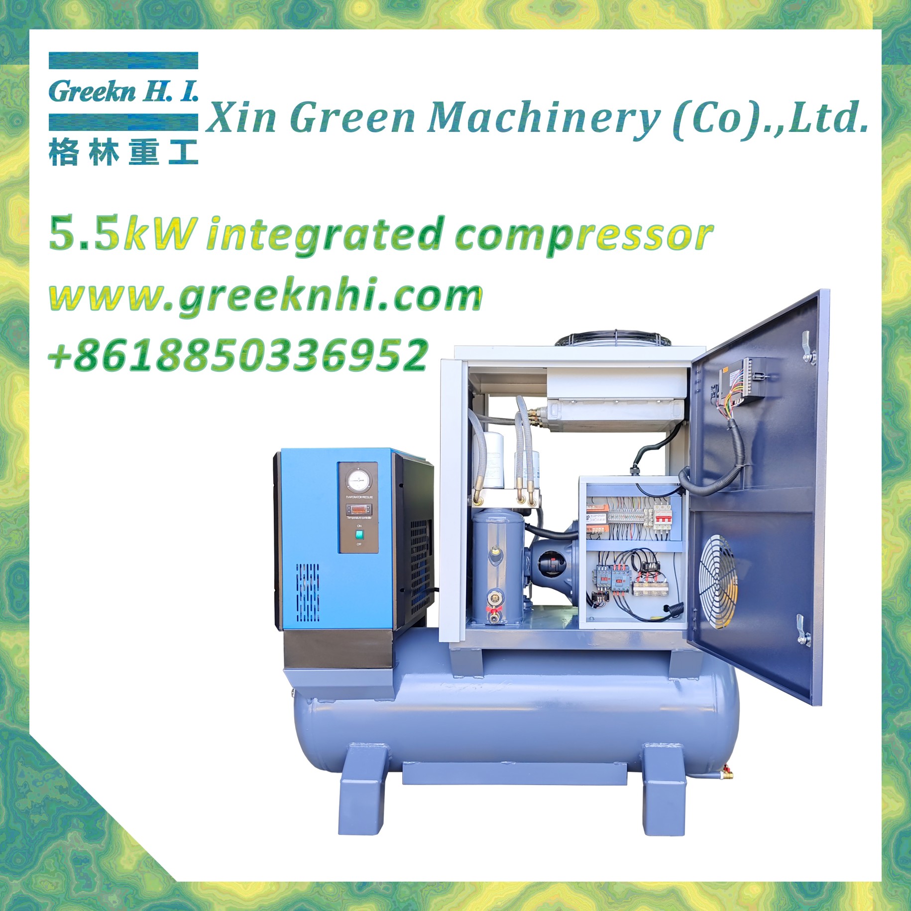 Greeknhi fixed speed air compressor GA5T 5.5kw integrated type screw air compressor