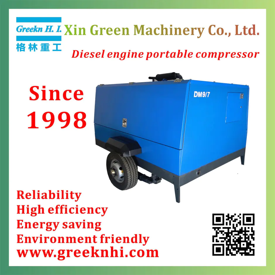DM9/7 diesel engine portable screw air compressor 9m3/min 7bar