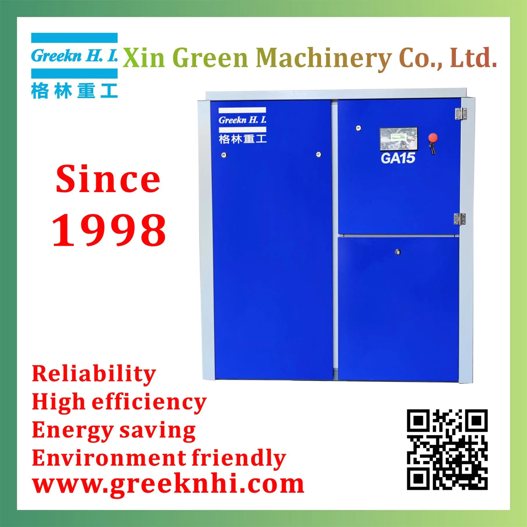 Greenair GA15 15kw 20HP oil injected type screw air compressor