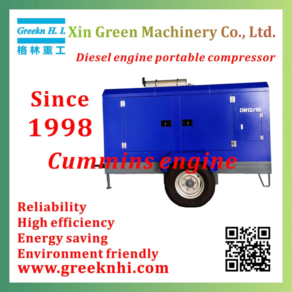 DM12/10 12m3/min 10bar diesel engine portable screw air compressor